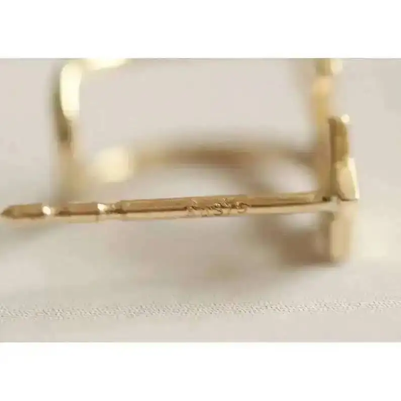 Unique Star Chic Stud Earring, 9K Solid Gold, Minimalist, Minimal Gift, kj253 - Image 4