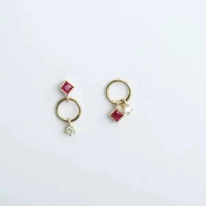 Gold Circle Crystal Dainty Stud Earring, Minimal Style, Bridal Shower, Victorian Jewelry, 9K, Solid Gold, kj107