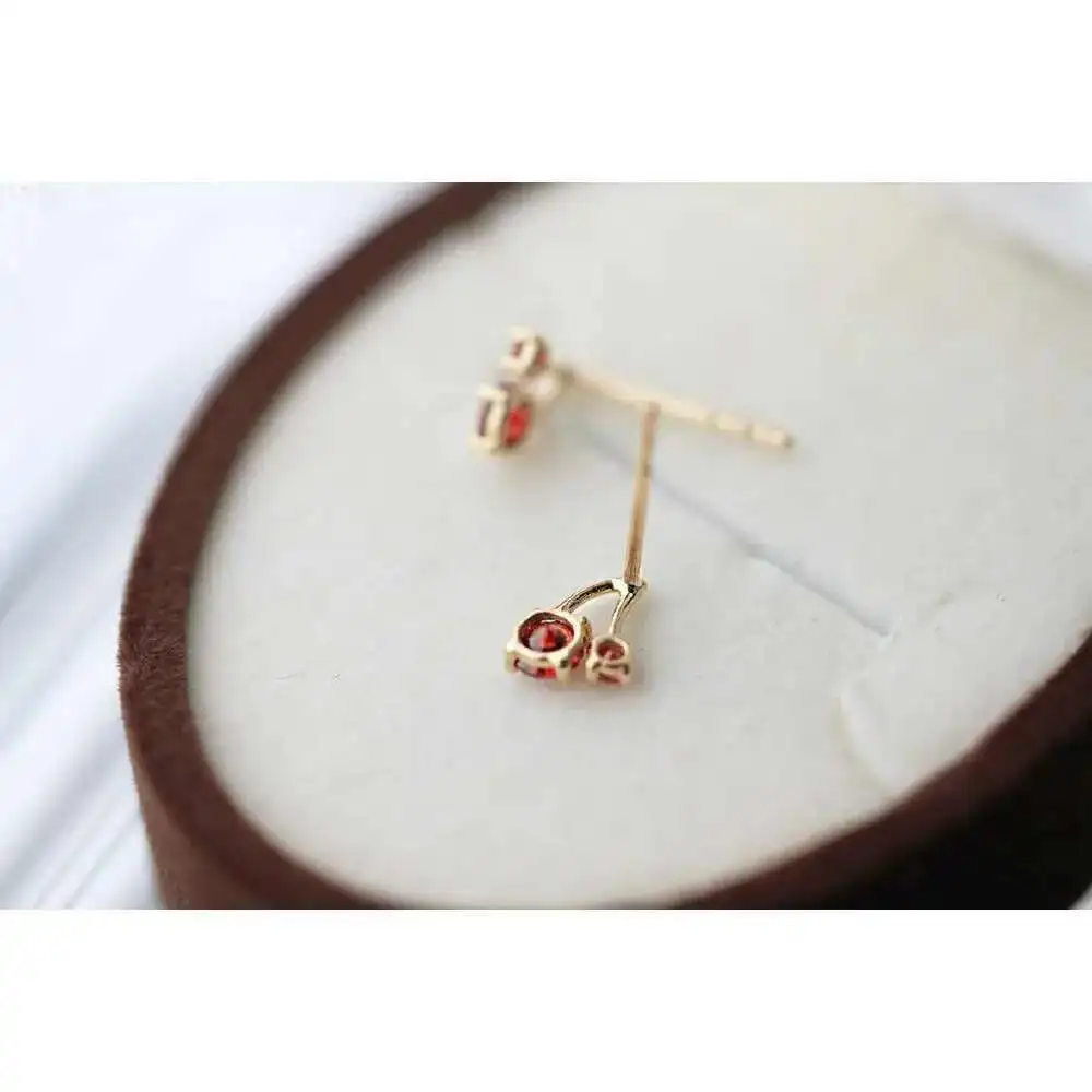 Pure Gold Cherry Earrings for Girls, Exquisite Lovely Feeling, Versatile, Japan and Korea, 9K, KJ297 - Image 5