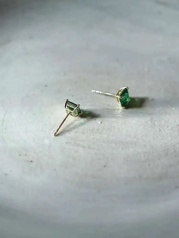 Emerald Earrings for Women, 9K Gold, Simple Goddess Fan, Compact, Summer Luxury, New Fashion, 2021, kj442 - Image 6