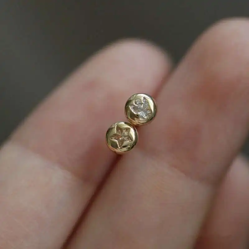 Pure 9K Gold Christmas Series, Color Zircon Bean Earrings, Snowflake, Deer Star, kj368, 2020 New - Image 4