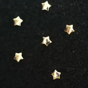 9k Smooth Surface Stud Earring for Women, Minimal, Simple Style, Mini, Solid Gold Stars, Gift, Kj10