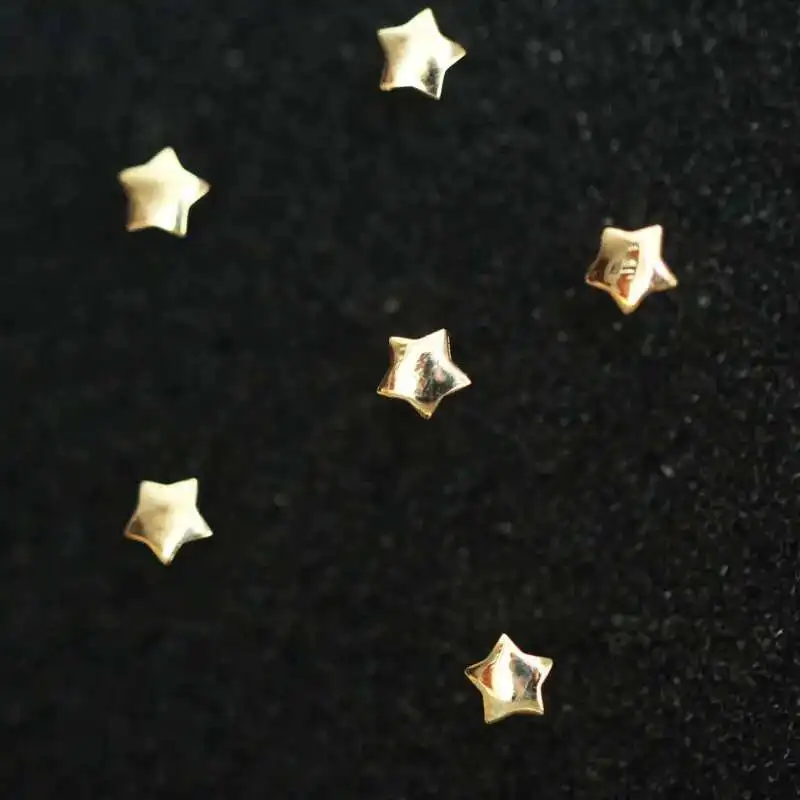9k Smooth Surface Stud Earring for Women, Minimal, Simple Style, Mini, Solid Gold Stars, Gift, Kj10