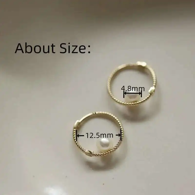Pure 9K Gold Earring for Women, Twisted Freshwater Pearl Earring, Buckle Small Design, Elegant Girl, New, kj483 - Image 5