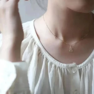 9K Gold Necklace Lovely Bow Knot, Small Bear Design, Bracelet Pendant, New Fashion Jewelry, kj448