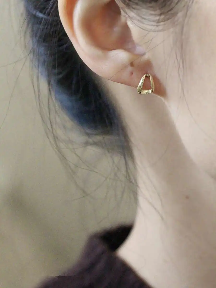 Pure 9K Gold Earrings, Stereoscopic Triangle, Fashionable Jewelry, New Arrival, 2021, kj438 - Image 5