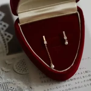 Pure 9K Gold Flat Pearl Earrings for Girls, Fresh Water Pearl, Asymmetric Design, Mini Temperament Earrings, kj271