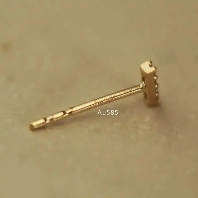 14K Gold Strip Shape Crystal Stud Earring, Mini, Dainty, Minimal, Simple Style, Women Gift, kj46 - Image 4