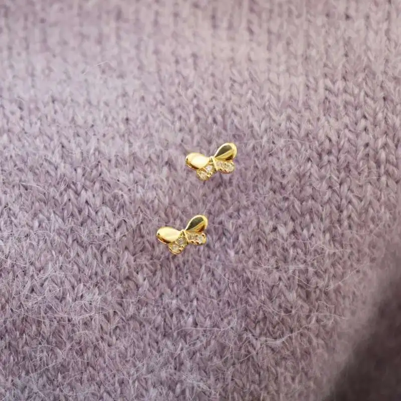 9k Gold Butterfly Stud Earring, Mini Dainty Simple Minimal Styles, Kids Jewelry, Cute Girls, kj84 - Image 4