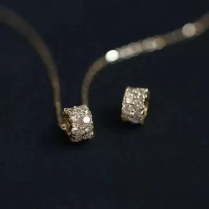 9K Real Solid Gold Charm – Czech CZ Crystal Pendant, Minimalist Victorian Style Jewelry, Simple & Elegant, kj16