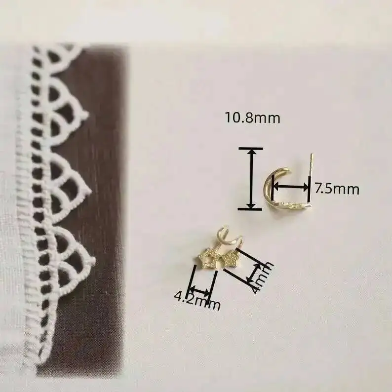 Unique Star Chic Stud Earring, 9K Solid Gold, Minimalist, Minimal Gift, kj253 - Image 2