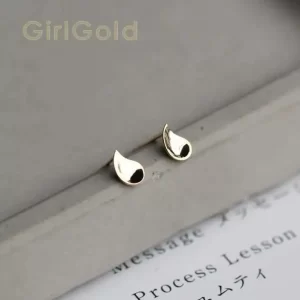 Solid 9K Gold Water Drop Earrings, Twirl Stud Earring, Dainty, Minimal Bride, Wedding Gift, Bridesmaid, kj89