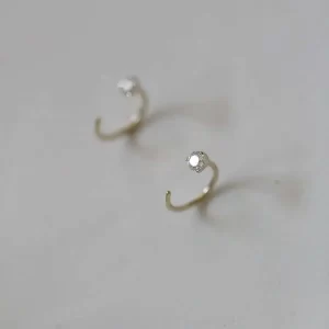 9k Ture Gold Earrings for Teens, Classic Small Zircon Earrings, Lovely Temperament, Korean Style, Fashion, kj428