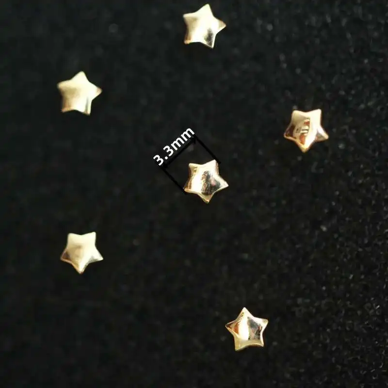 9k Smooth Surface Stud Earring for Women, Minimal, Simple Style, Mini, Solid Gold Stars, Gift, Kj10 - Image 2