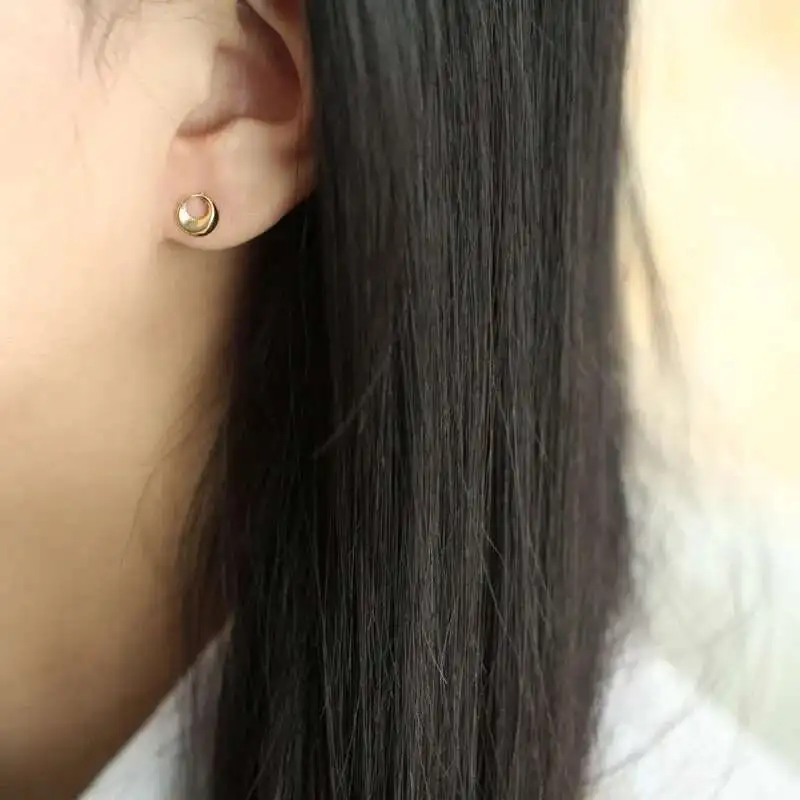 Real Solid Gold 9k Round Earring, Minimal Jewelry, Simple, kj82 - Image 6