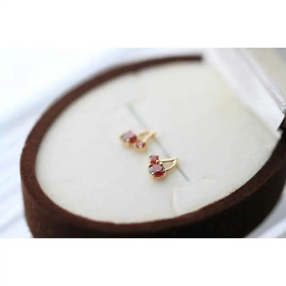 Pure Gold Cherry Earrings for Girls, Exquisite Lovely Feeling, Versatile, Japan and Korea, 9K, KJ297 - Image 4