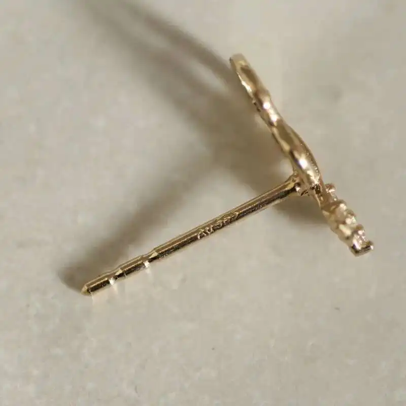 Solid 14K Gold Earrings, Dainty, Violin Notes, Stud Jewelry, Minimal Style, Bridal, kj157 - Image 6