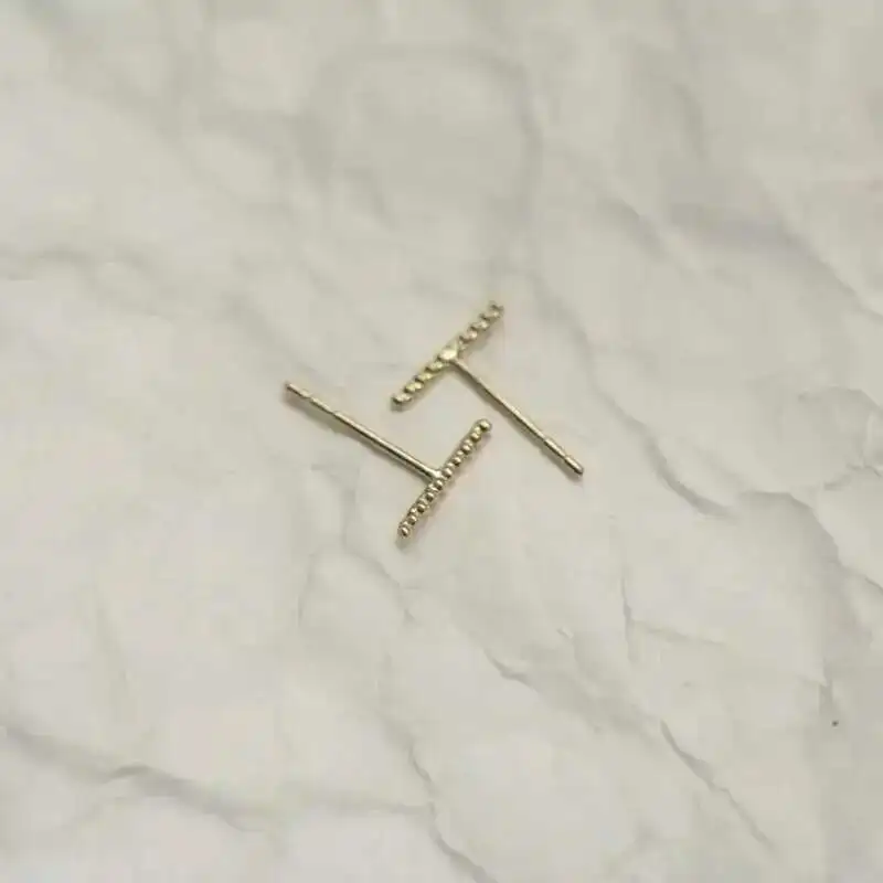 9K Gold Minimalist One-Character Design Earrings, Hypoallergenic, Exquisite Simple, Fashion Everyday Wear, kj476 - Image 2