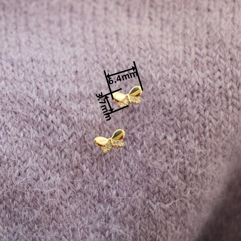 9k Gold Butterfly Stud Earring, Mini Dainty Simple Minimal Styles, Kids Jewelry, Cute Girls, kj84 - Image 2