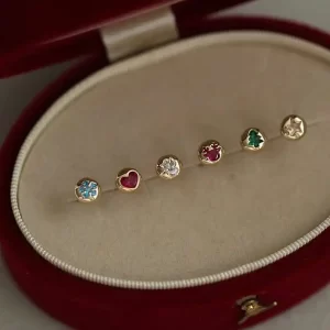 Pure 9K Gold Christmas Series, Color Zircon Bean Earrings, Snowflake, Deer Star, kj368, 2020 New