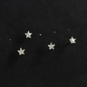14K Crystal Stars Earrings for Women, and Exquisite, Beautiful, Small Gold Color, kj160
