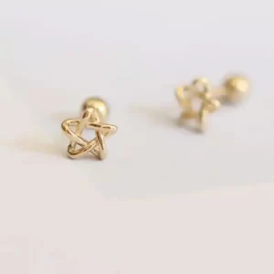 GOLDtutu 9k True Gold Star Stud Earring, Fine Jewelry, Dainty Small Earrings, High Quality, 2022 New, kj220