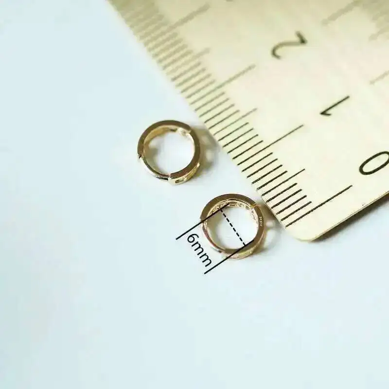 14K Full Gold Hoop Earrings for Women and Girls, AU585 Sterling Silver Earring Jewelry, 2022 New, kj473 - Image 3