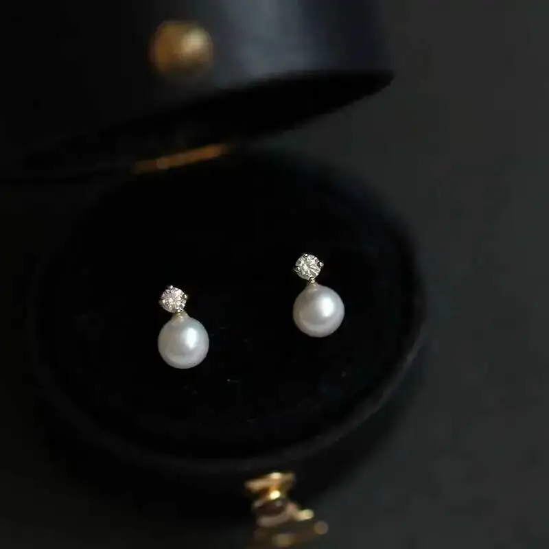 9k Solid Gold Drop Pearl Pendant Jewelry, Minimal Dainty Victorian Royal Wedding Bridesmaid Gift, Love kj242