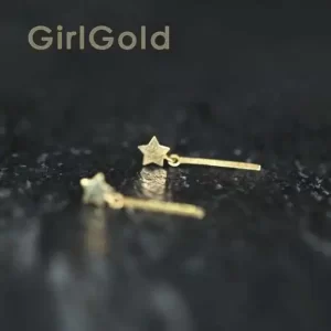 Unique Stud Earring Women, 9K Gold Stars, Minimal Simple Style, Mini Dainty, Gift for Bridesmaid, kj103
