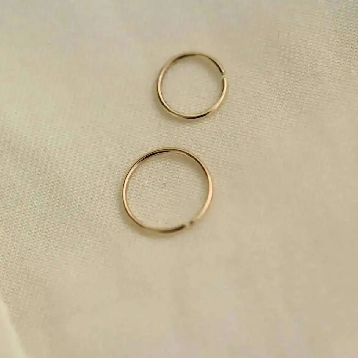 14K Gold Simple Hoop Ring for Men and Women, Small Nose Piercings, Au585, kj468 - Image 3