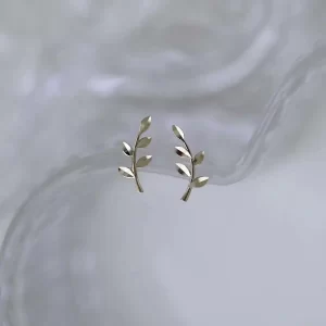 Exquisite Japanese Aesthetic Twig Bud Earrings, Mori Girl, 9K Gold, 2021, kj327