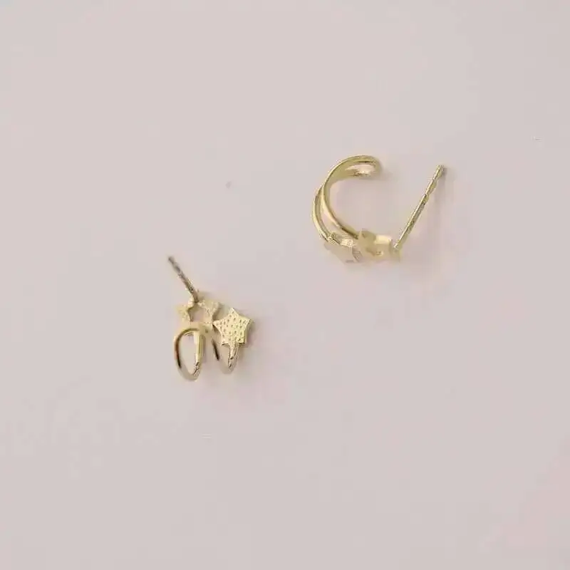 Unique Star Chic Stud Earring, 9K Solid Gold, Minimalist, Minimal Gift, kj253 - Image 5