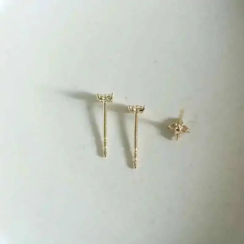14K Solid Gold Floret Crystal Stud Earring, Mini Dainty Women, Minimal, Simple Style Gift, Bridesmaid, kj47 - Image 4