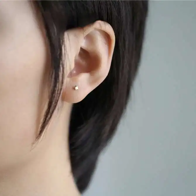 9k Smooth Surface Stud Earring for Women, Minimal, Simple Style, Mini, Solid Gold Stars, Gift, Kj10 - Image 6