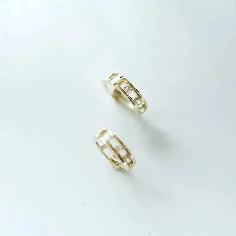 14K Full Gold Hoop Earrings for Women and Girls, AU585 Sterling Silver Earring Jewelry, 2022 New, kj473 - Image 5