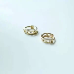 14K Full Gold Hoop Earrings for Women and Girls, AU585 Sterling Silver Earring Jewelry, 2022 New, kj473