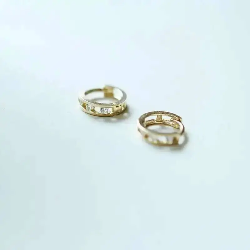 14K Full Gold Hoop Earrings for Women and Girls, AU585 Sterling Silver Earring Jewelry, 2022 New, kj473