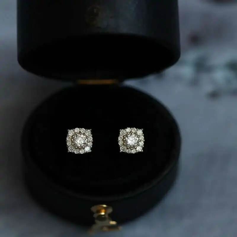 Pure 9K Gold Inlaid with Zircon Diamond, Mini Court Style, Japanese and Korean Earrings, kj221 - Image 4