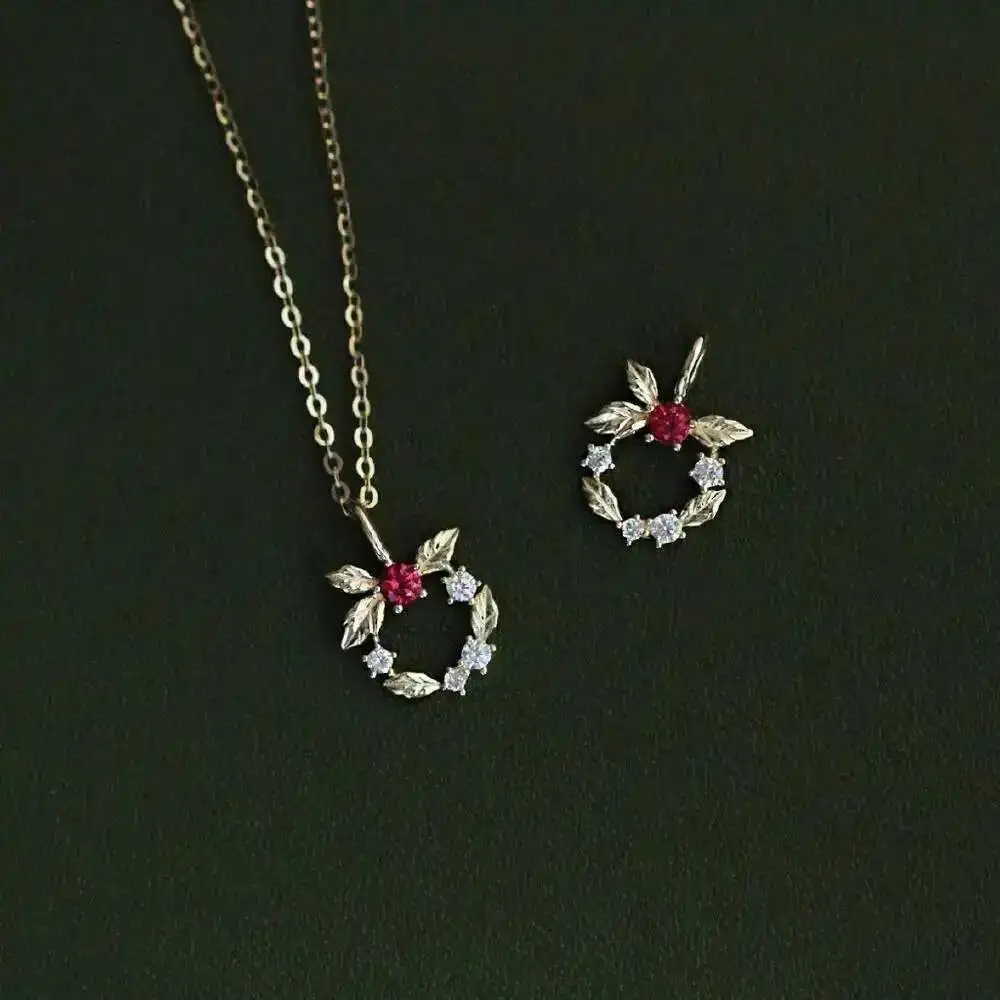 Grilgold 9k Gold, Japan South Korea Delicate Sweet FlowerHuansen Series Romantic and Versatile Pendant kj281