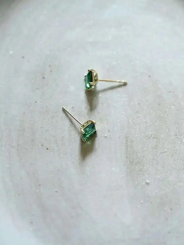 Emerald Earrings for Women, 9K Gold, Simple Goddess Fan, Compact, Summer Luxury, New Fashion, 2021, kj442 - Image 5