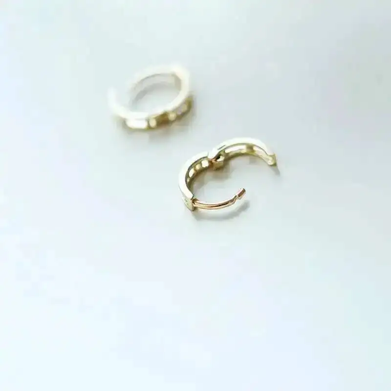 14K Full Gold Hoop Earrings for Women and Girls, AU585 Sterling Silver Earring Jewelry, 2022 New, kj473 - Image 6