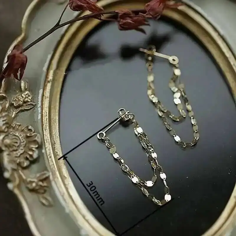 Double Tassel Earrings for Female, 14K Gold, Japanese Design, Exquisite Shining Lips, Kiss Word, kj422 - Image 2