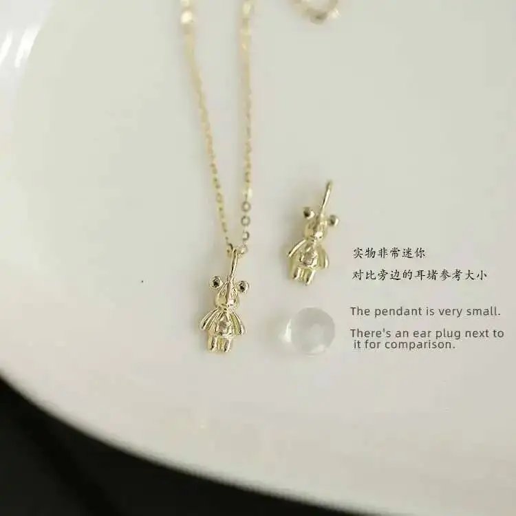 Lovely Bear Necklace Pendant, 9k Real Gold, Exquisite Girl Jewelry, Lovely, kj488 - Image 5