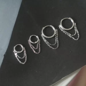 14K Real white Gold Mini Stud Earrings AU585 Earring Hoop 2025 new 683