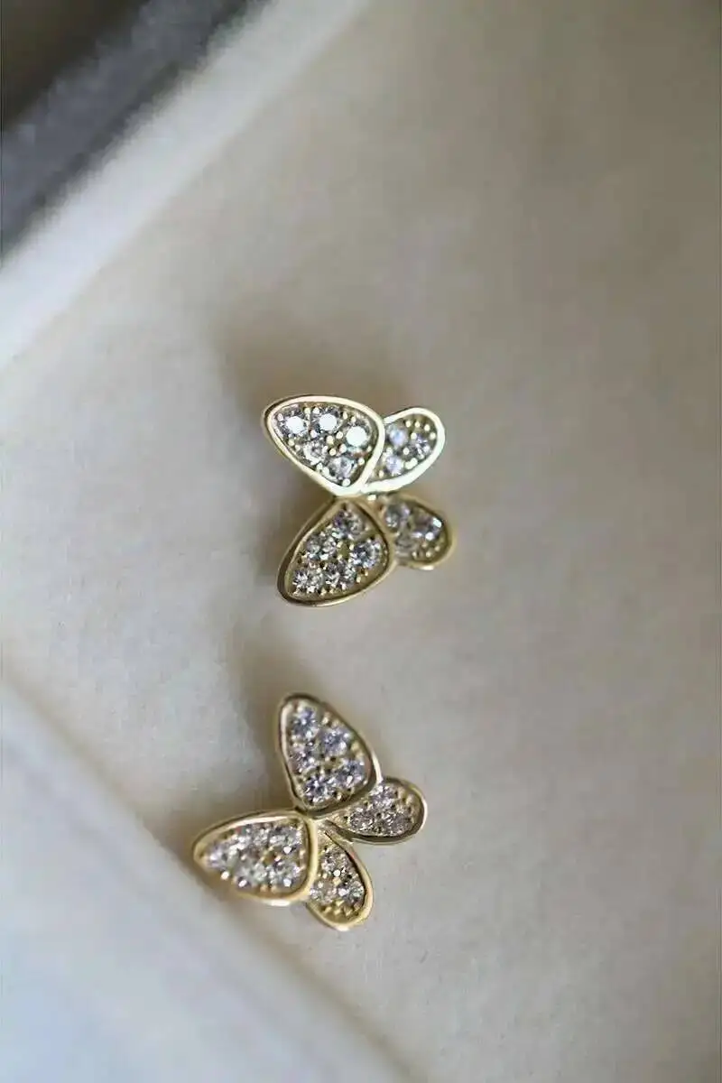 9K Real Gold Butterfly Pendant Necklace, Women's Minimalist Korean Fashion Trend, Elegant Accessory kj392 - Image 4