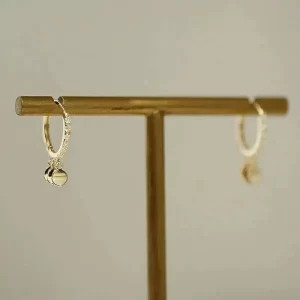 Pure 9K Department Round Gold Piece Ear Buckle Small Zircon Ring, Temperament Style, Exquisite, kj335