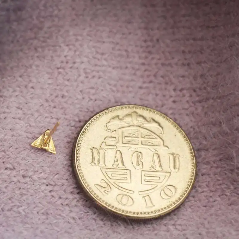 Triangle Paper Airplane Stud Earring, Crystal Jewelry, Simple Dainty Mini Style Gift, 9K Solid Gold, kj80 - Image 3