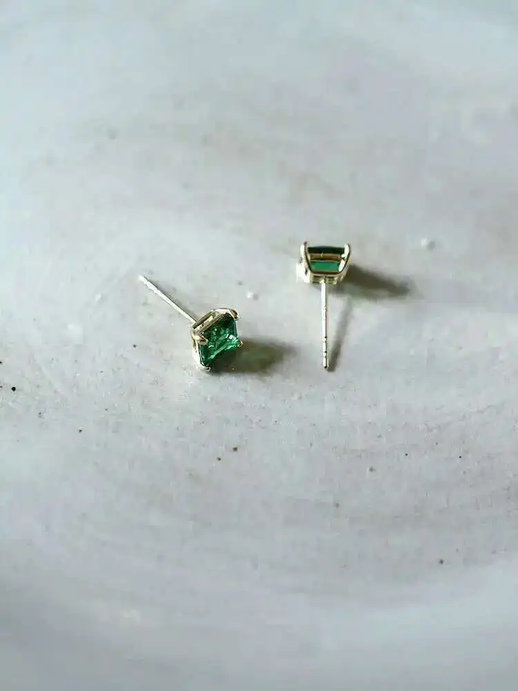 Emerald Earrings for Women, 9K Gold, Simple Goddess Fan, Compact, Summer Luxury, New Fashion, 2021, kj442 - Image 3