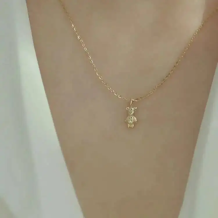 Lovely Bear Necklace Pendant, 9k Real Gold, Exquisite Girl Jewelry, Lovely, kj488 - Image 2