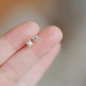 Unique Crystal Mini Unisex Jewelry, 9K and 14K Solid Gold 1Earrings, kj153